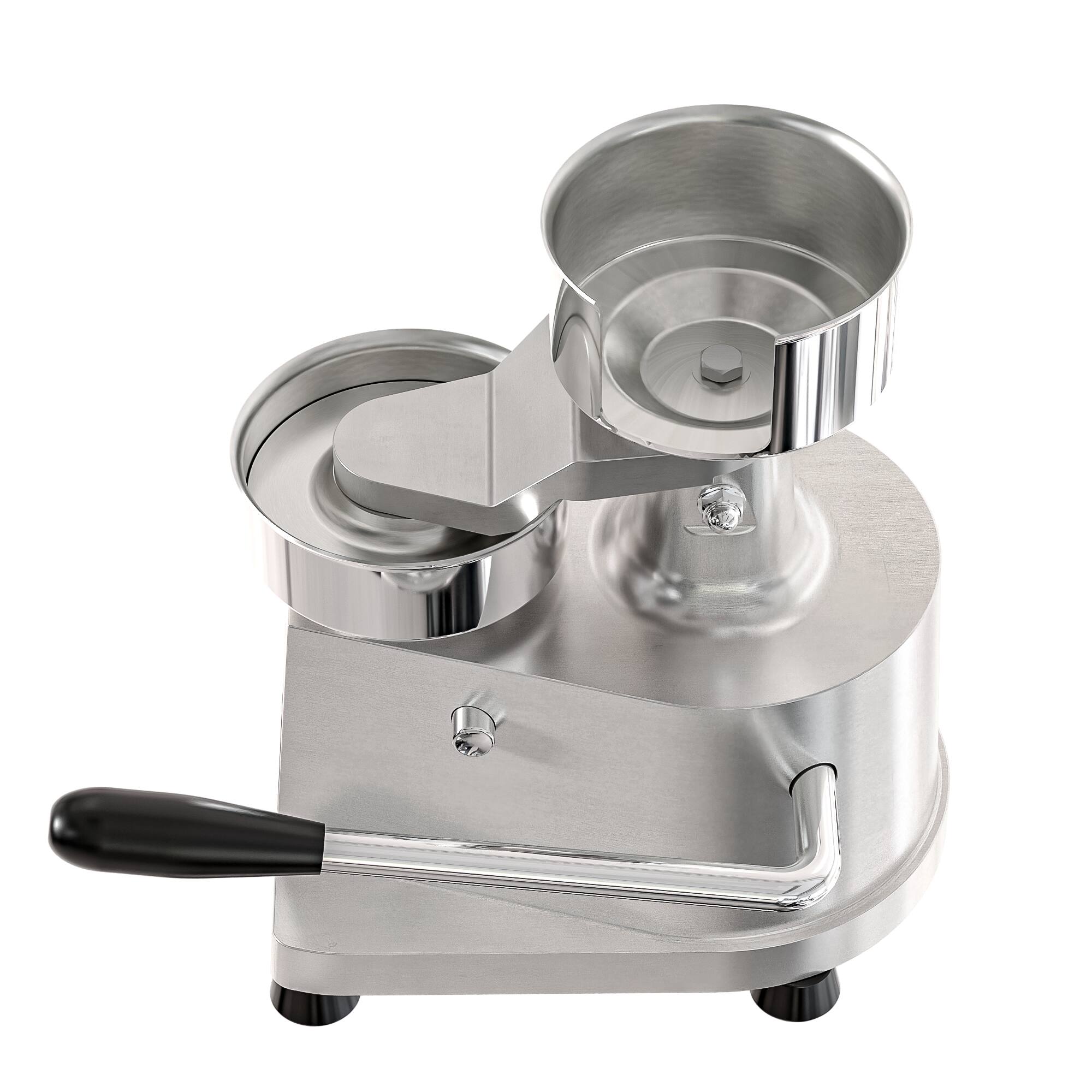Left. Koolmore - 4 in. Heavy-Duty Hamburger Patty Molding Press with Handle, CHM-4. - Stainless Steel.