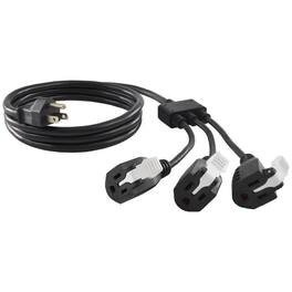 Conntek - Indoor 6 ft. L 1 to 3 Outlet Cord 14/3 SJT 18/3 SVT - Black