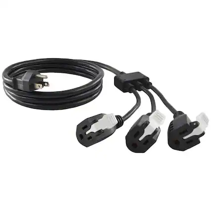 Front. Conntek - Indoor 6 ft. L Black 1 to 3 Outlet Cord 14/3 SJT 18/3 SVT - Black.