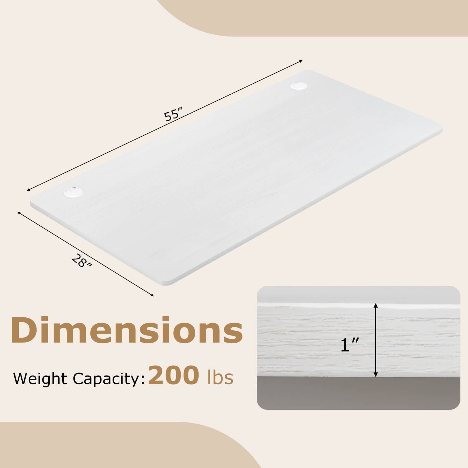55" x 28" Dimensions  
Weight Capacity: 200 lbs  
1"