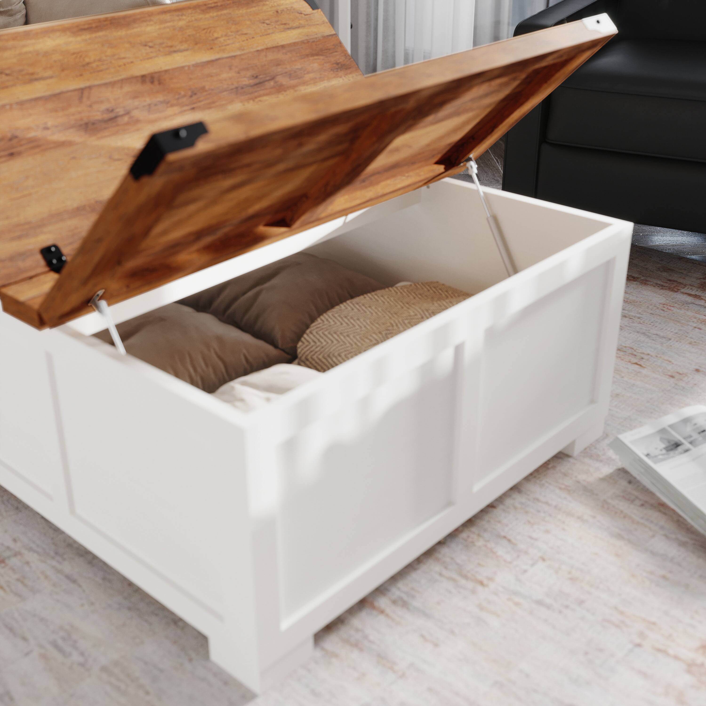 Emma + Oliver Marella Farmhouse Coffee Table with Clamshell Style ...