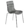 Front. LeisureMod - Astor Modern Plastic Side Dining Chair with Ripple Design and Chrome Metal Legs Accent Side Chair for Home or Office - Transparent Black.