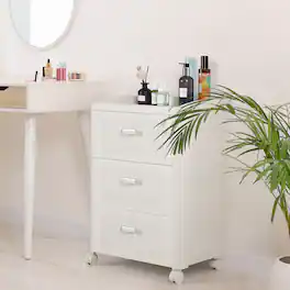 Oumilen - 3-Drawer Rolling Storage Cart with Opaque Fronts - White