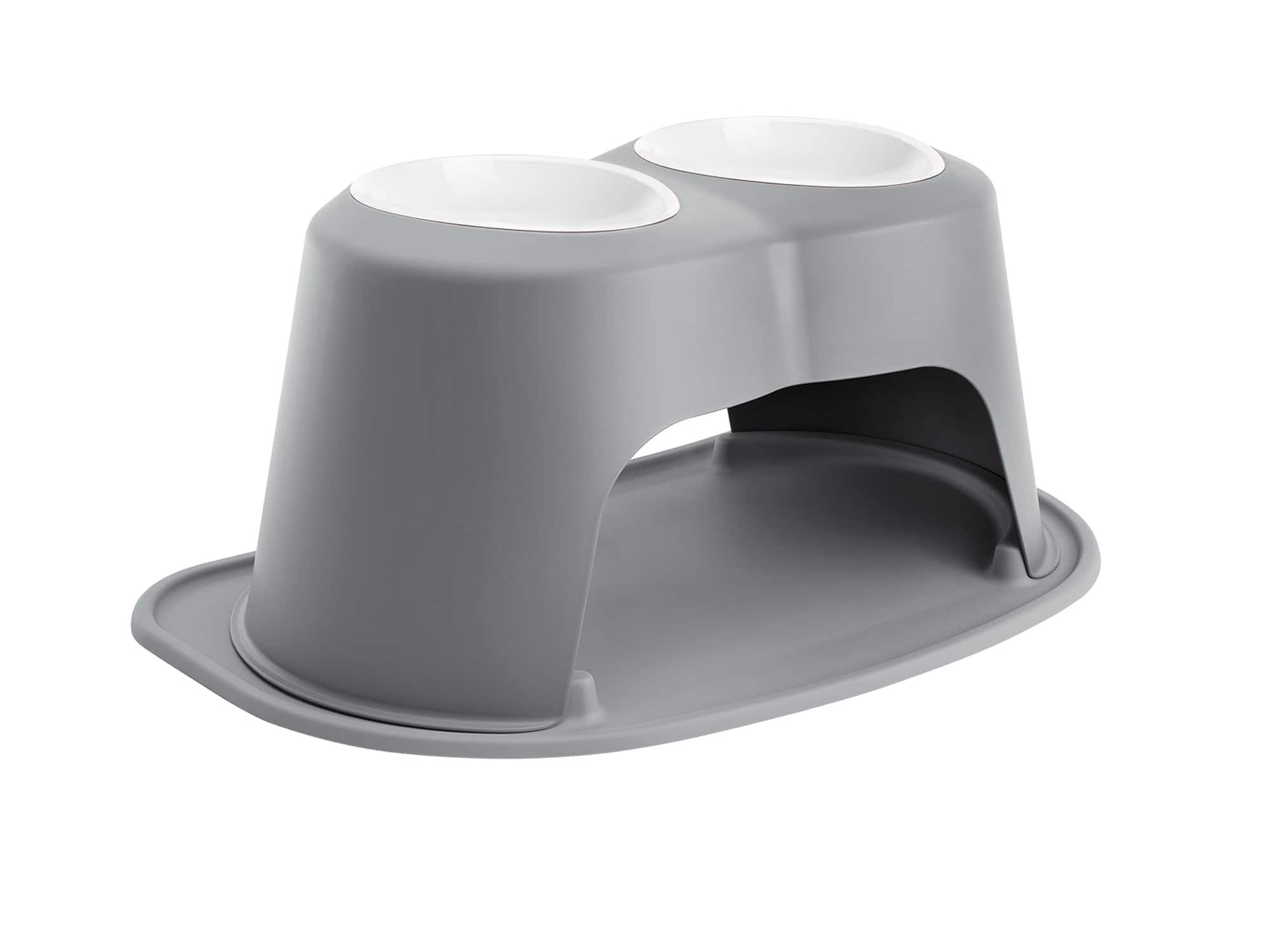 WeatherTech - Double High Pet Feeding System | Elevated Pet Bowls - 12" High Dark Grey - 64oz (8 cup) BPA-Free Plastic Bowls - Dark Gray