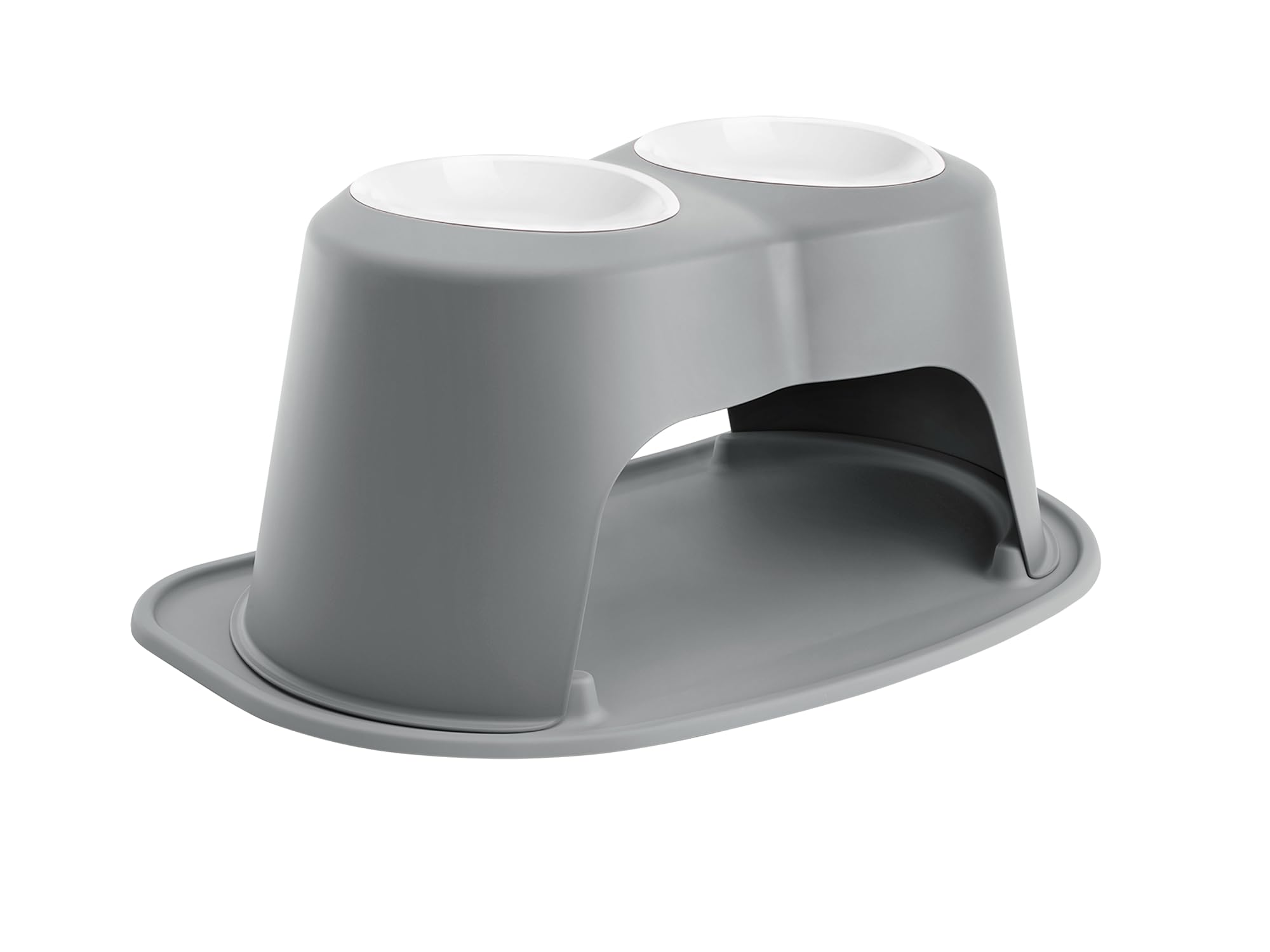 WeatherTech - Double High Pet Feeding System | Elevated Pet Bowls - 12" High Dark Grey - 64oz (8 cup) BPA-Free Plastic Bowls - Dark Gray