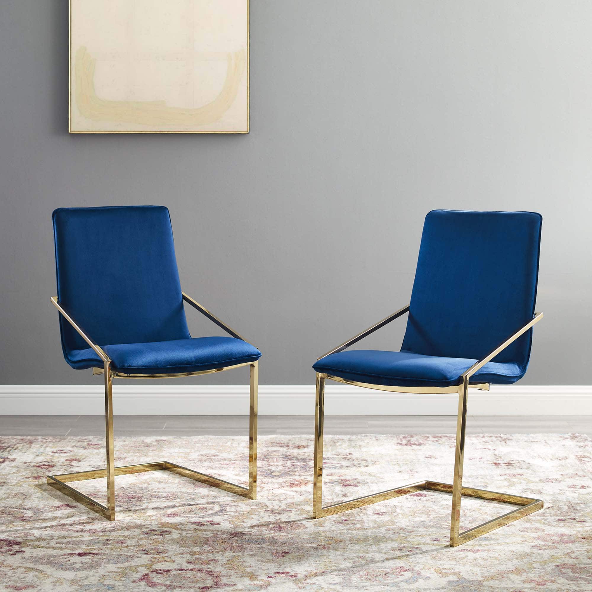 Pitch Performance Velvet Dining Armchair Set of 2 by Modway - Gold Navy price history on PriceWatchPro