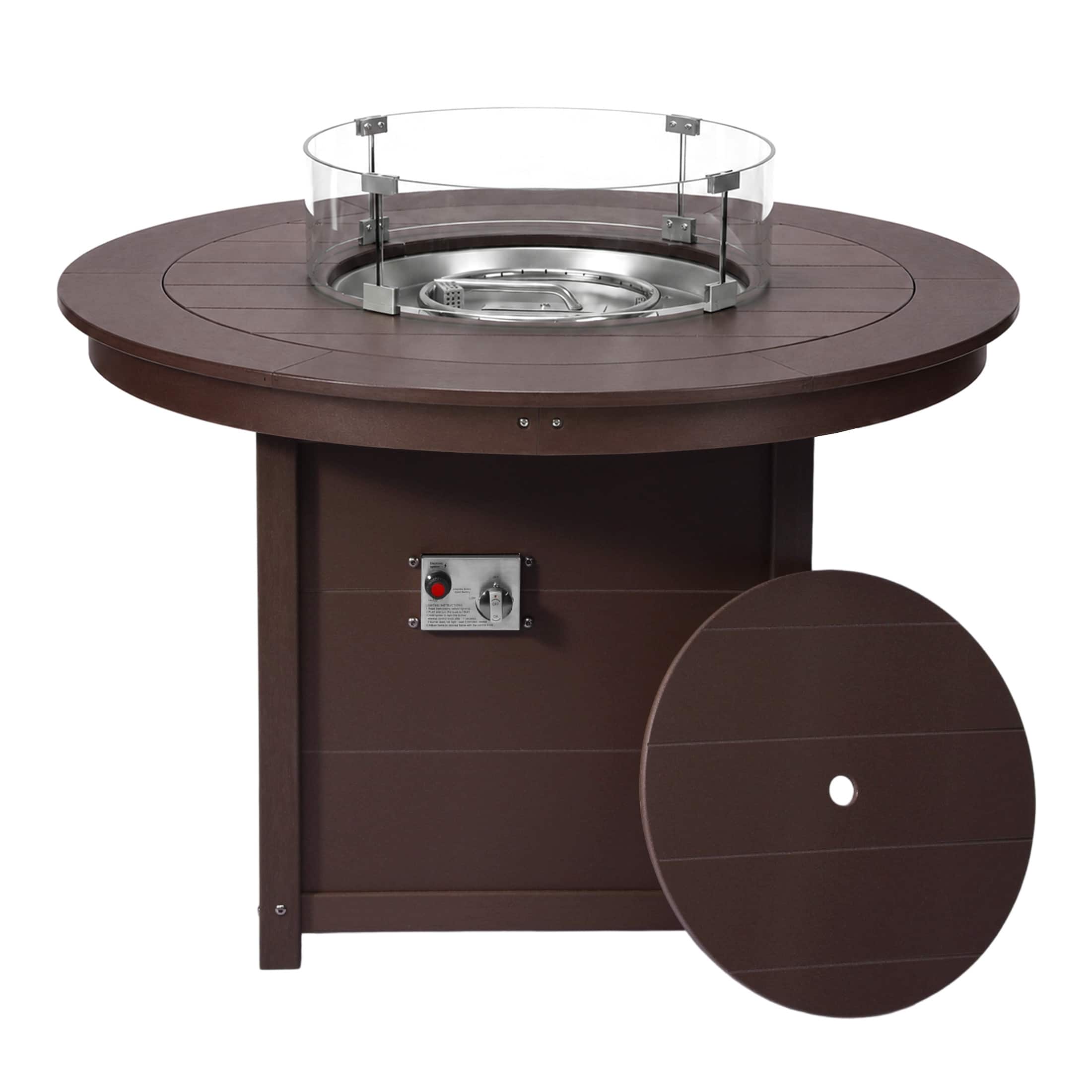 WestinTrends - Helios 47" Modern Outdoor Patio Propane Gas Round Fire Pit Table - Dark Brown
