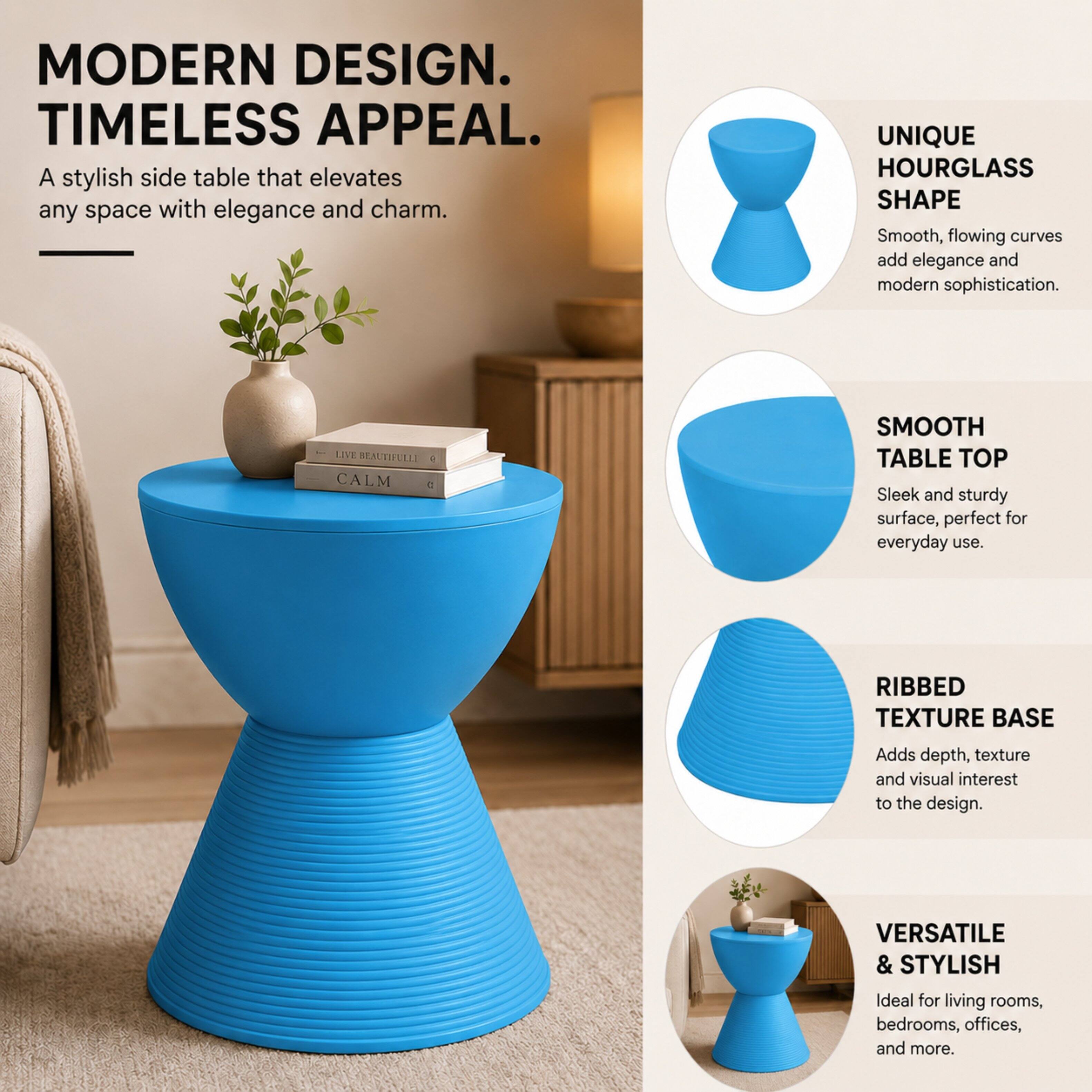 LeisureMod Boyd Modern Round Hourglass Accent Side Table, Drum Storage ...
