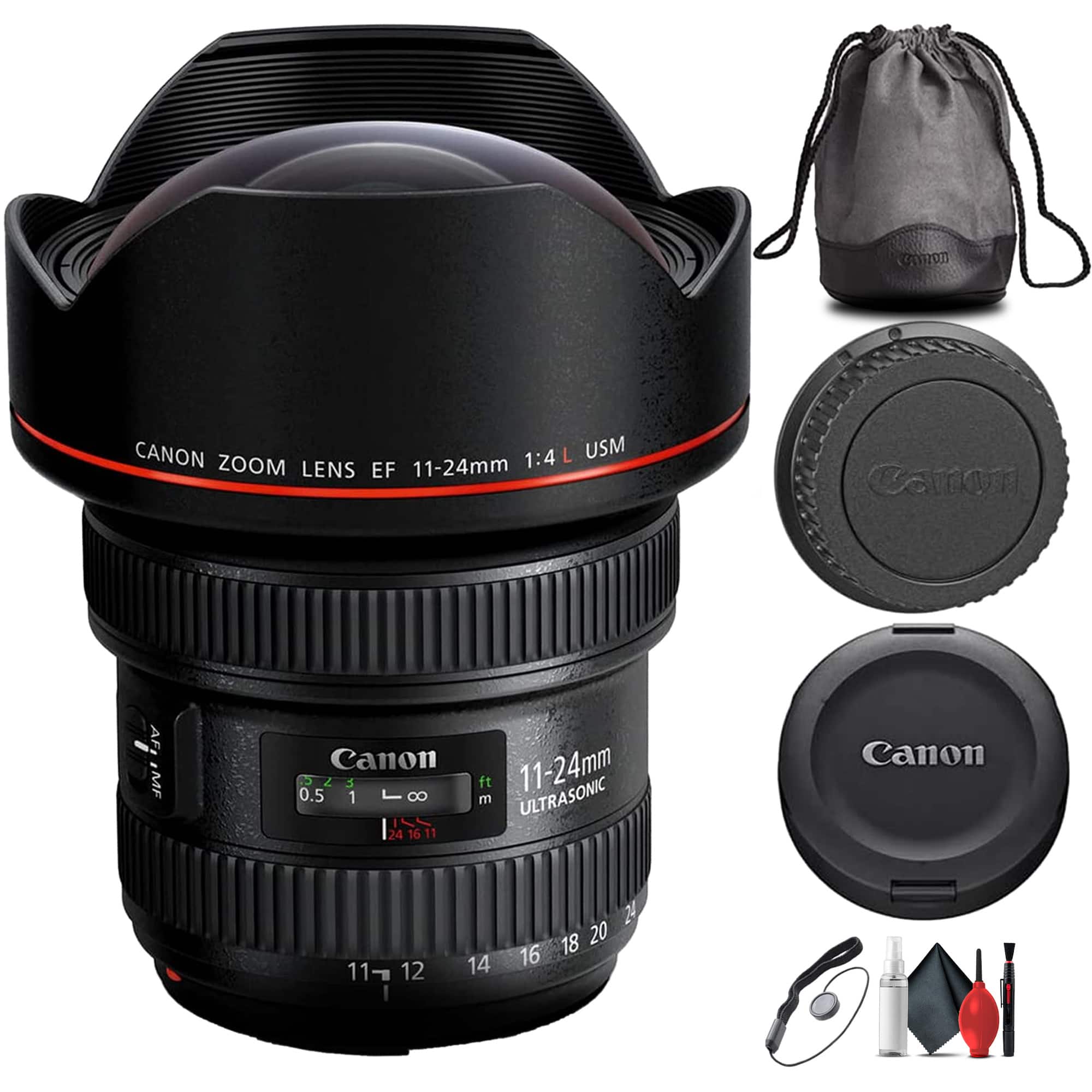 Canon - EF 11-24mm f/4L USM Lens (9520B002) + Cap Keeper + Cleaning Kit + More - Black