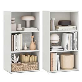 Costway - 2 PCS 3 Tier Open Shelf Bookcase Multi-functional Storage Display Cabinet - White