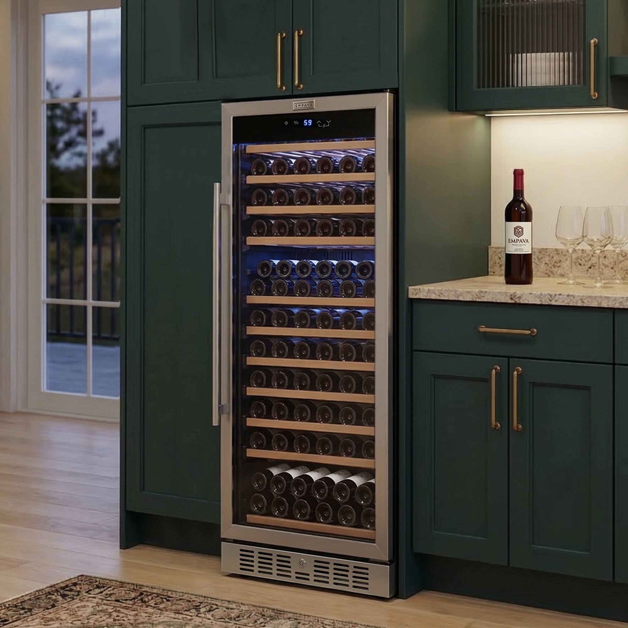 Alt View 5. Empava - 133-bottle Freestanding Wine Cooler With Compressor Cooling, 11 Beech Shelves, Wine Fridge 41-64°F In Black - Black.