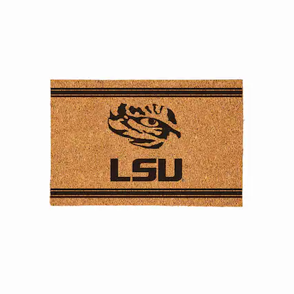 Front. Evergreen Enterprises - LSU Tigers 24" x 36" Outdoor Monochrome Team Logo Coir Mat - Brown.