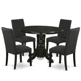 East West Furniture - Dining Room Set Black - Brown