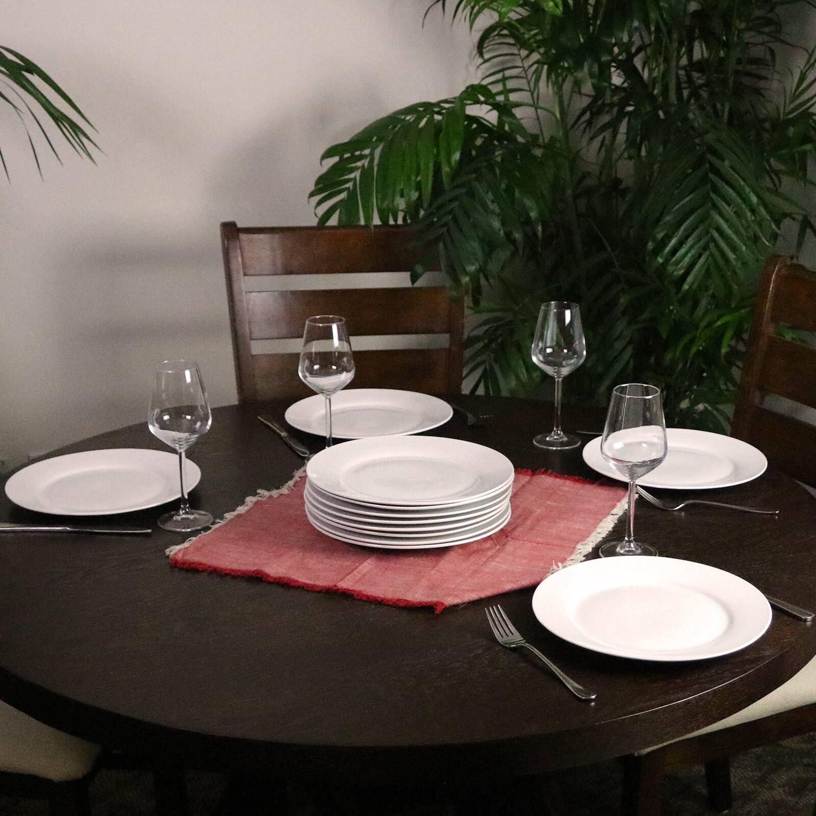 Alt View 3. Gibson - Gibson Home Noble Court 10.5" Dinner Plate Set in White, Set of 12 - White.