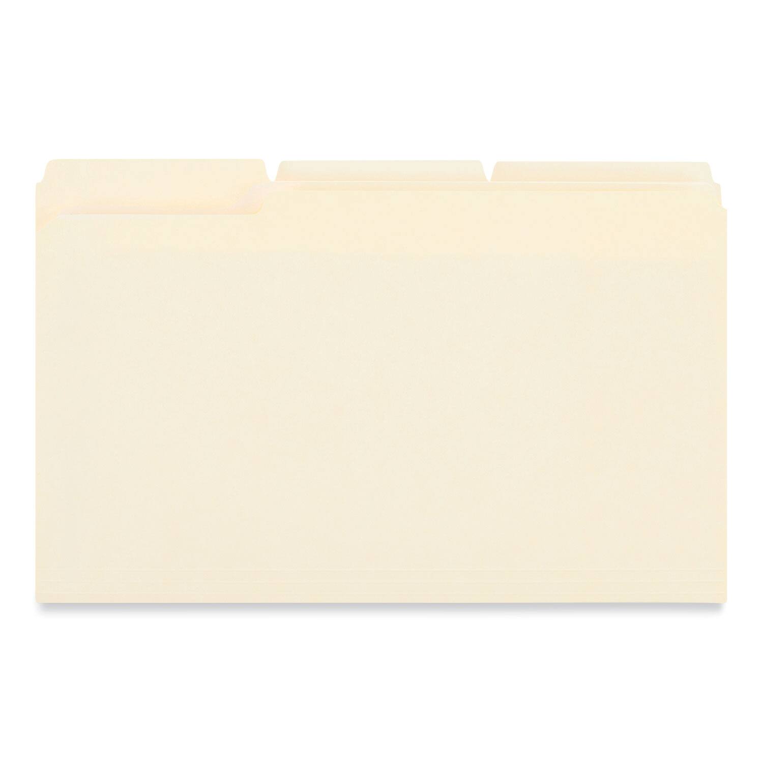 Left. Universal - Reinforced Top Tab Fastener Folders, 0.75" Expansion, 1 Fastener, Legal Size, Manila Exterior, 50/Box.