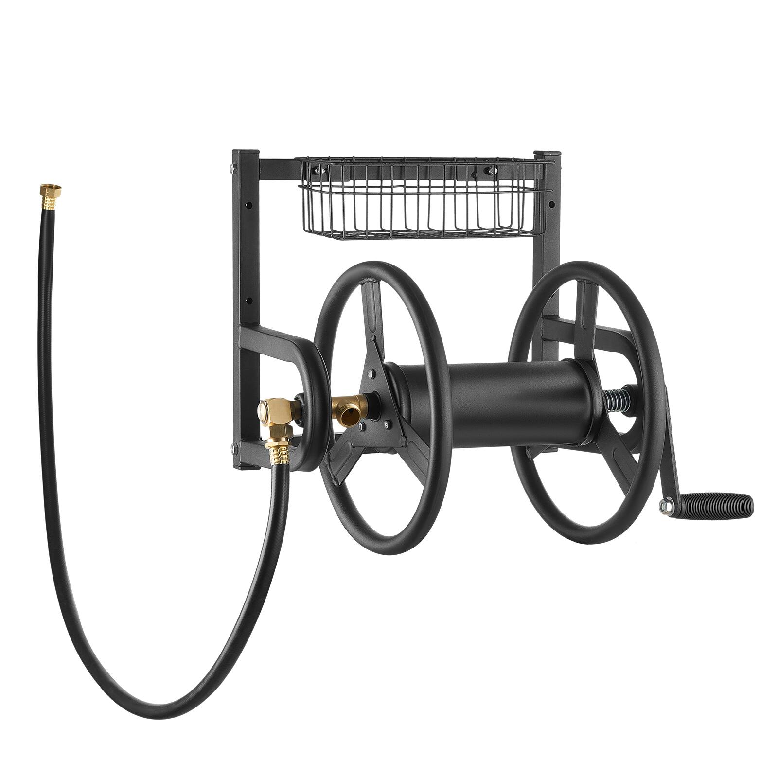 Alt View 5. VEVOR - Wall Mounted Garden Hose Reel, Holds 125 ft 5/8-inch Hose, Heavy-Duty Water Hose Winder, Space-Saving Design - Black.