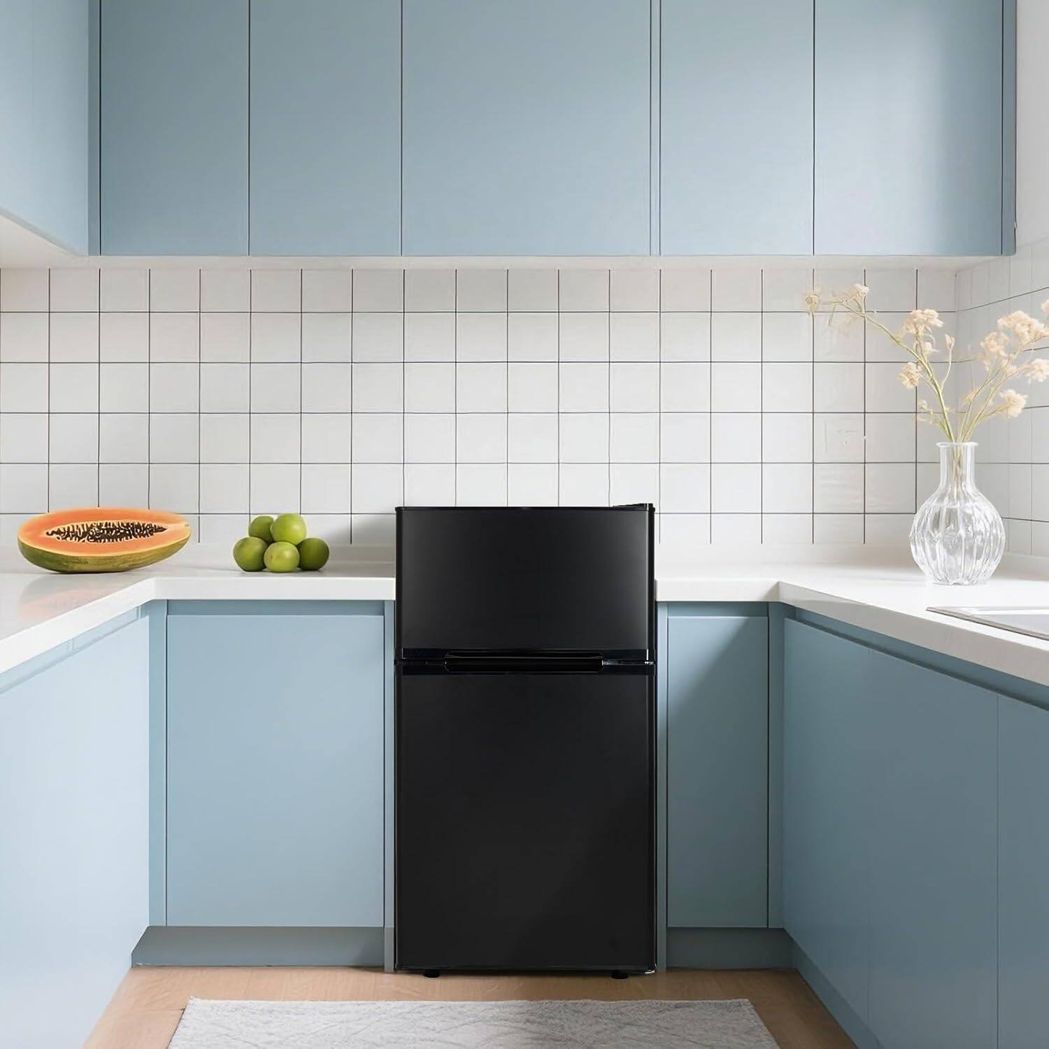 Alt View 4. Homhougo - 3.1 Cu Ft Two Door Mini Fridge with Freezer, Energy Efficient Design - ‎Black.