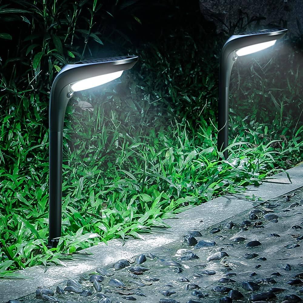Front. MOSZAR LLC - Outdoor 4 Pack of 150 LM High-Bright Solar Pathway Lights - Cool White & Warm White.