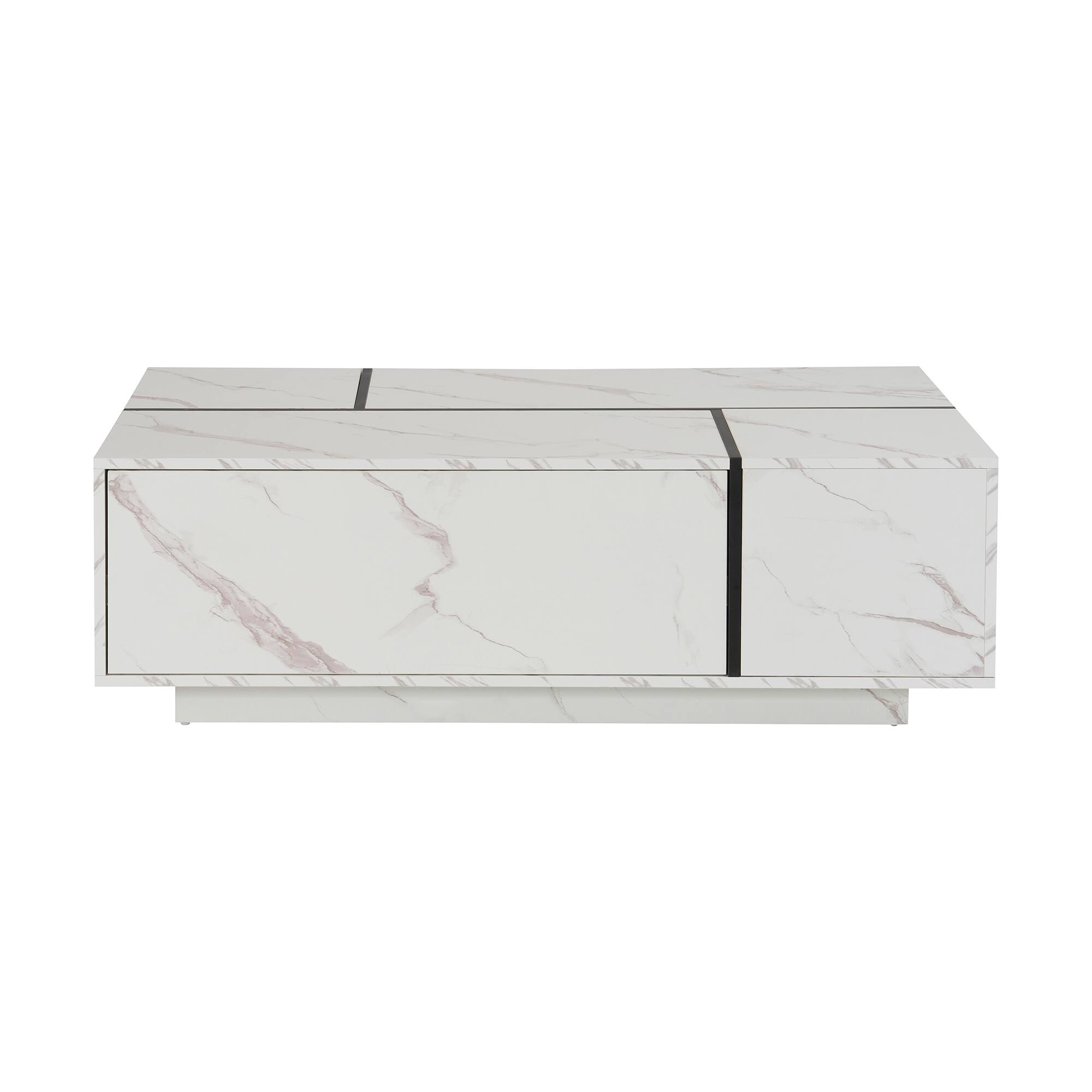 Alt View 8. Bestier - Rectangular Sliding Top Coffee Table with 2 Drawers and Hidden Storage Compartments for Living Room 47.2 Inch - White.