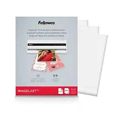 Fellowes
ImageLast™ Thermal Letter Laminating Pouches
ImageLast™ pochettes pour la plastification chaude
ImageLast™ Bolsas para plastificar en caliente
IMAGELAST™
150
5mil
ImageLast™ Thermal Letter Laminating Pouches