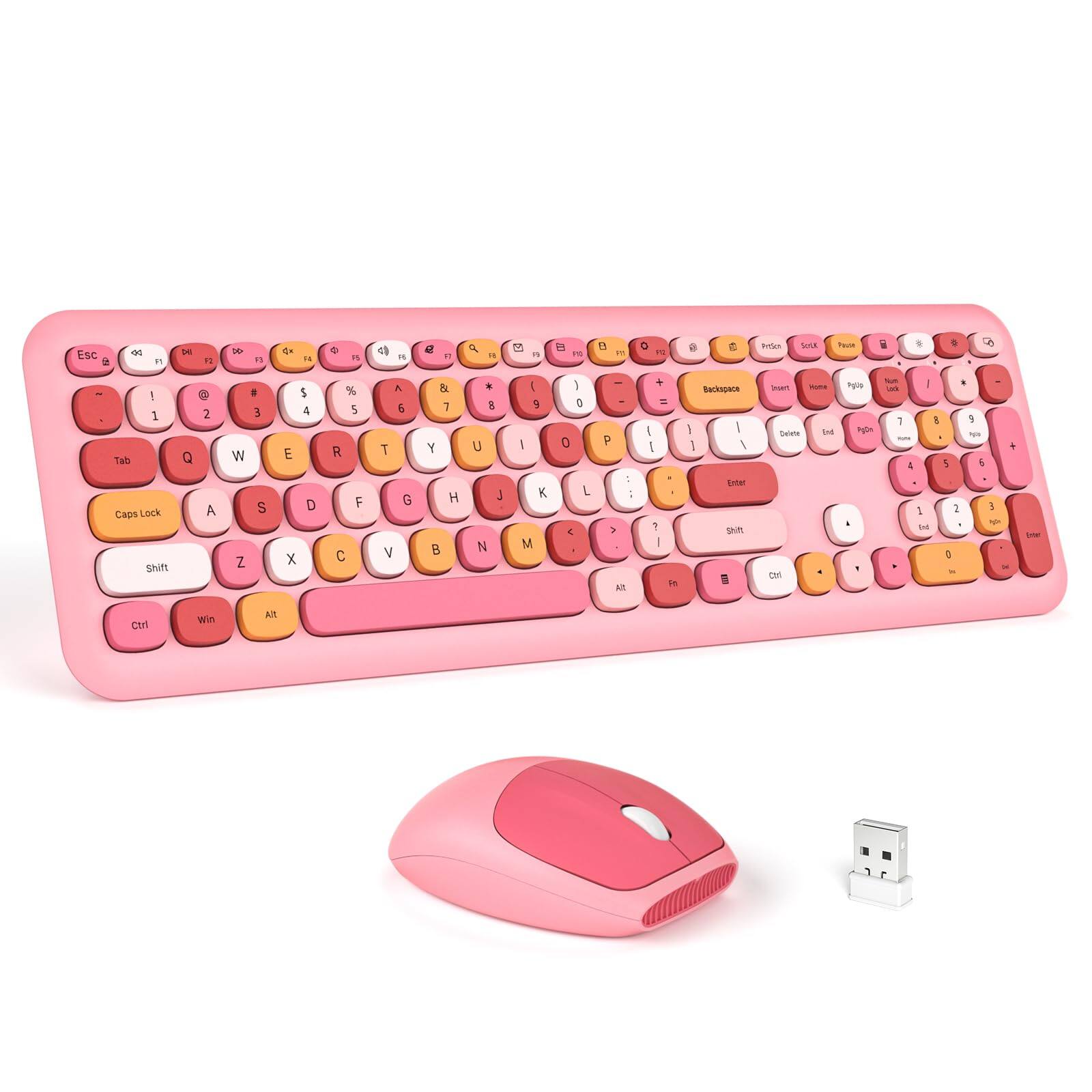 Reds Spade - And Mouse Combo Full sized Plug Play Colorful Silence Keycap Keyboards With a 2 4g Receiver For Laptop Wind - Pink