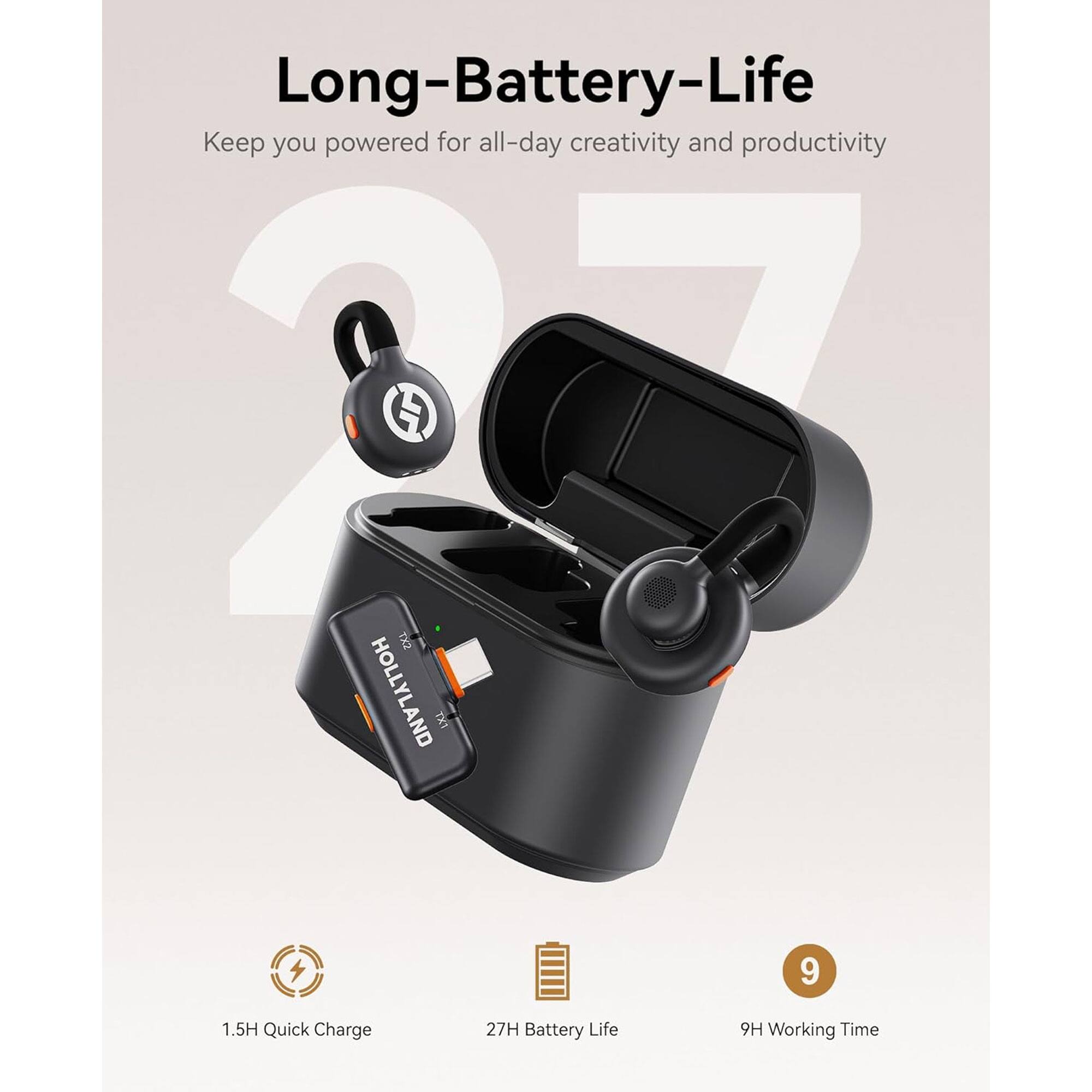 Long-Battery-Life  
Keep you powered for all-day creativity and productivity  

1.5H Quick Charge  
27H Battery Life  
9H Working Time