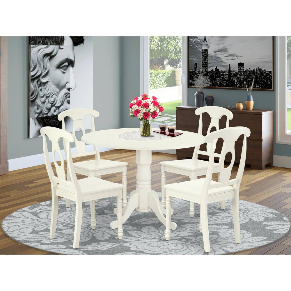 Left. East West Furniture - Dining Room Set Linen White - Brown.