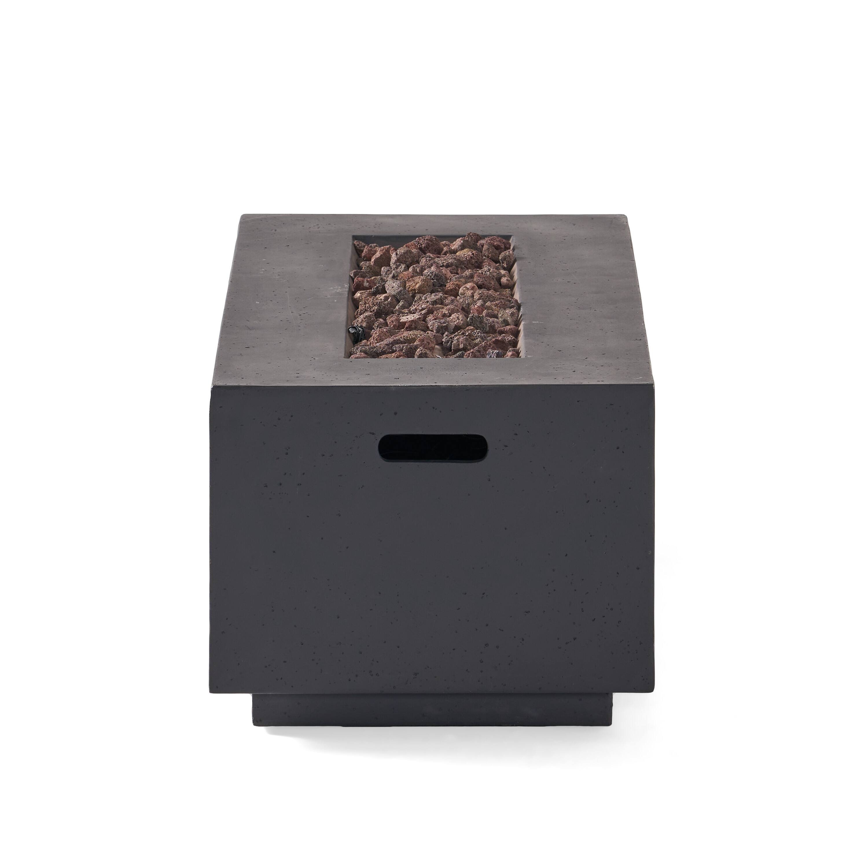 Alt View 7. APRILSOUL - 40 inch Outdoor 40000 BTU Rectangular MgO Concrete Propane Fire Pit Light Grey - DARK GREY.