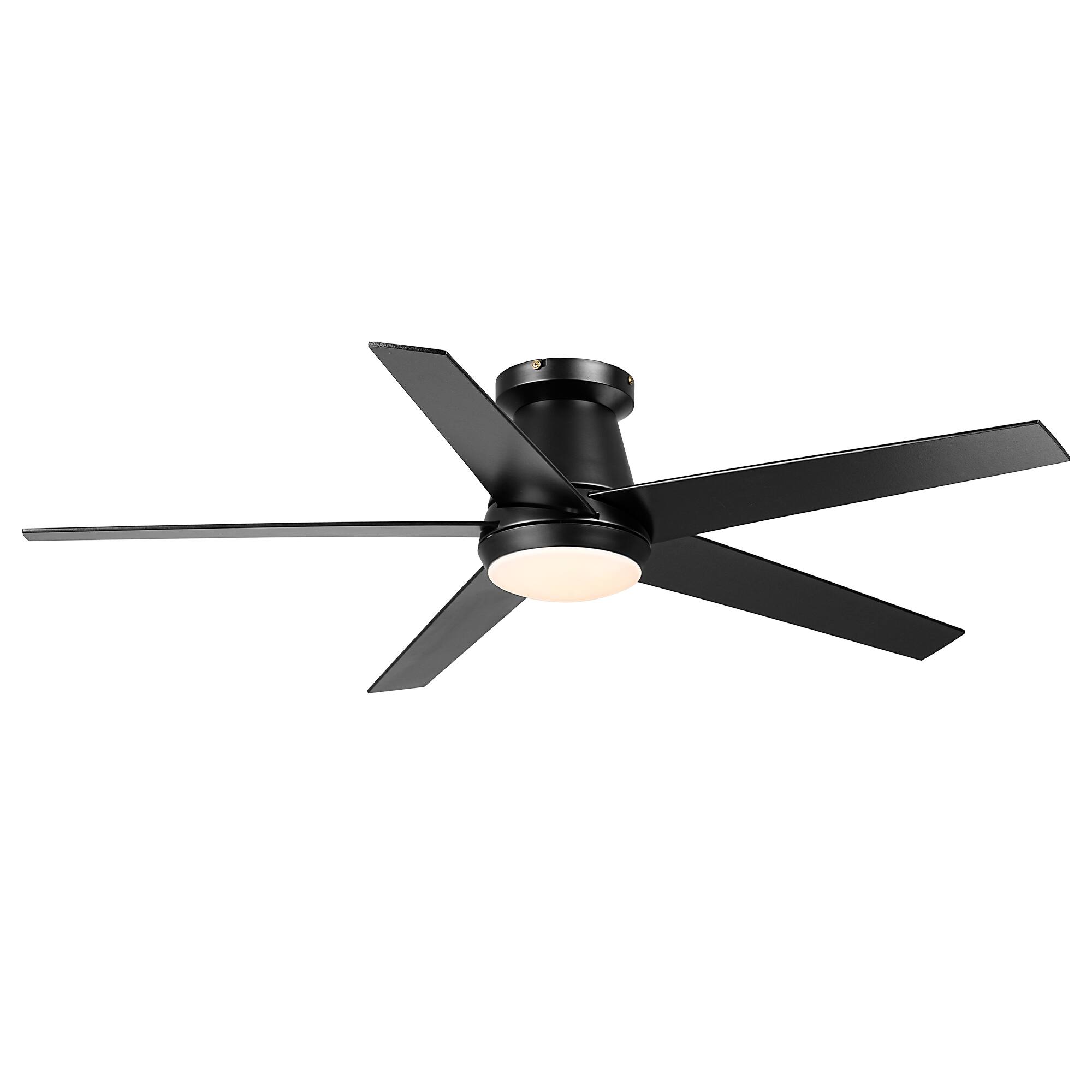 Alt View 8. Vaczon - 52 Inch Reversible Blades Flush Mount Smart Ceiling Fan with 3CCT Dimmable LED Light, Remote and App Control - Black.