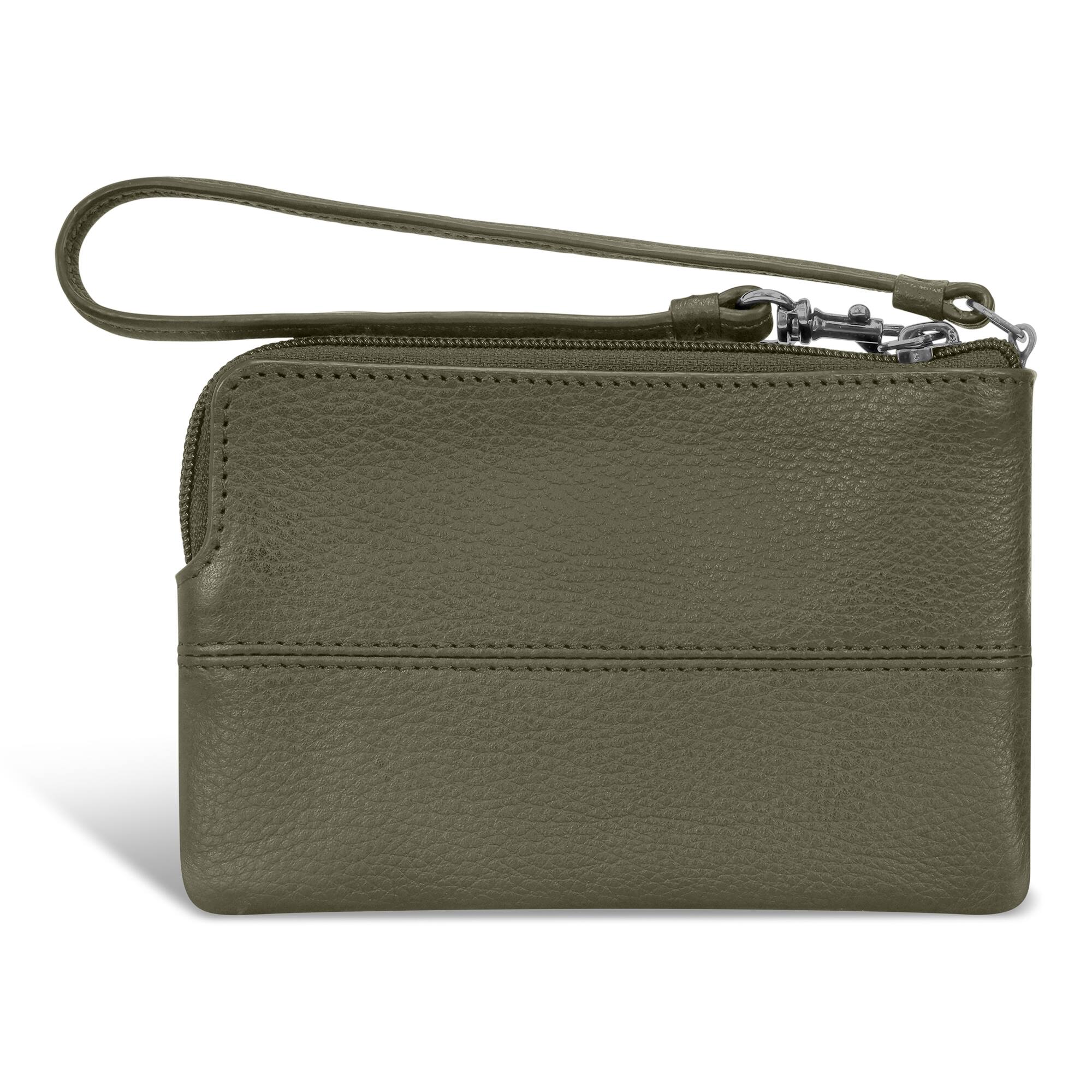 Back. Champs - Onyx Leather Wristlet - Khaki.