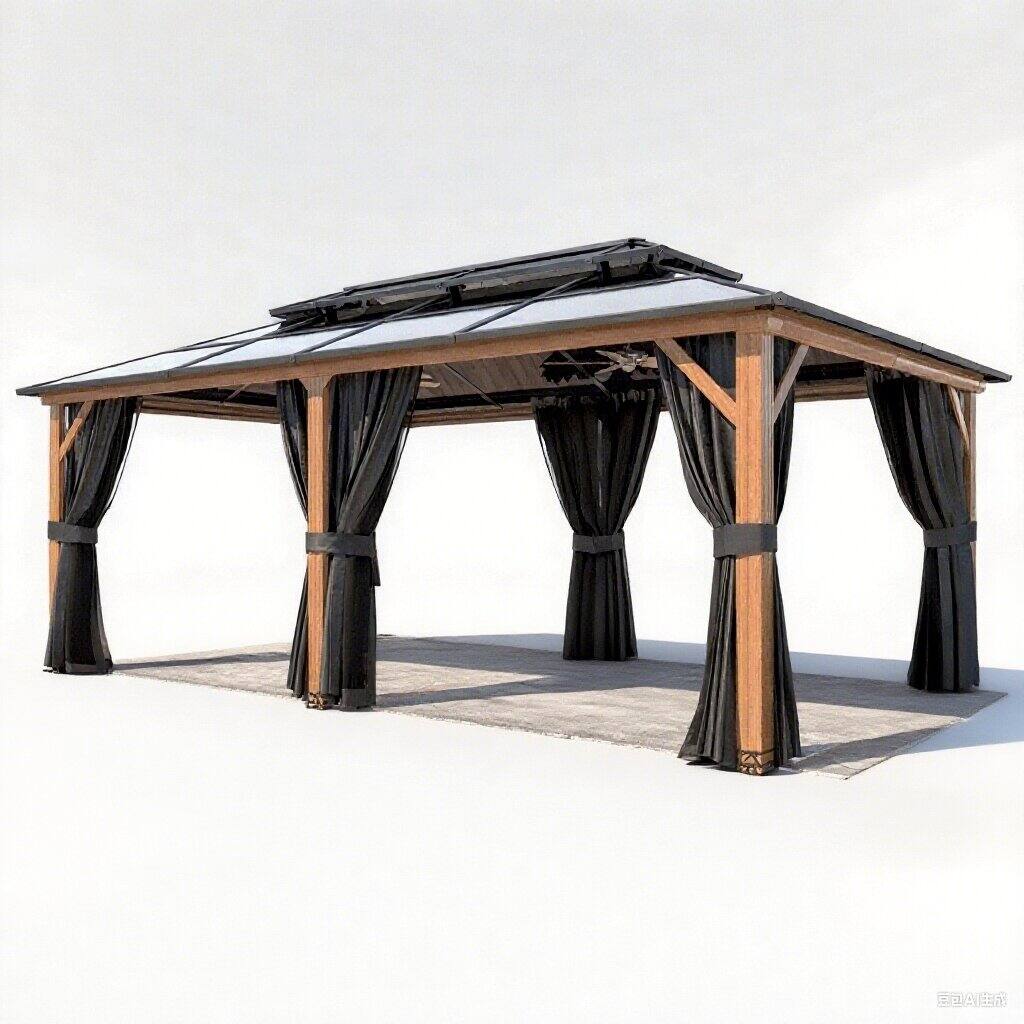 Front. U-HOMY - 12'x20' Aluminum Double-Roof Gazebo - AluminumFrame.