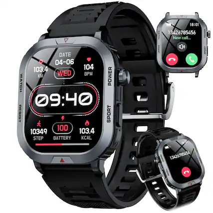 DATE 04-06
103.4 KM
104 BPM
WED 09:40
100 BATTERY
103.4 KCAL
10349 STEP
18:01
13426785456
New call...
POWER WATCH
RESIST SPORT