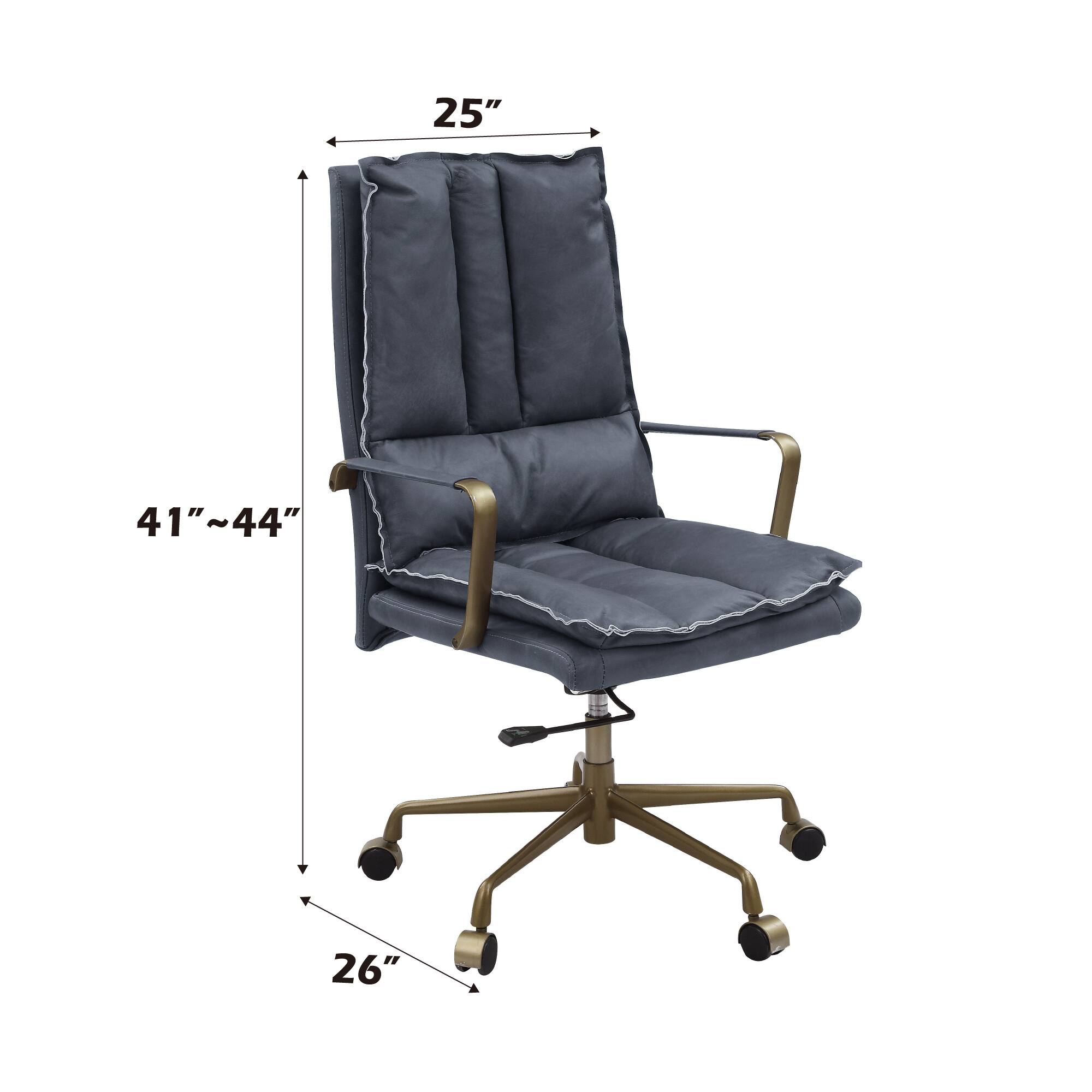 Angle. TinyHomie - Tinzud Gray Leather Office Chair - Gray.