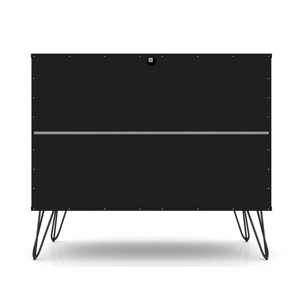 Back. Hivvago - Modern Scandinavian Style Bedroom 3-Drawer Dresser in Black Wood Finish - Black.