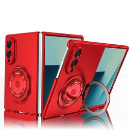 Dteck - Rugged Case for Samsung Galaxy Z Fold8, Magnetic Wireless Charger Anti-Scratch Ring Kickstand Shockproof Cover - Red