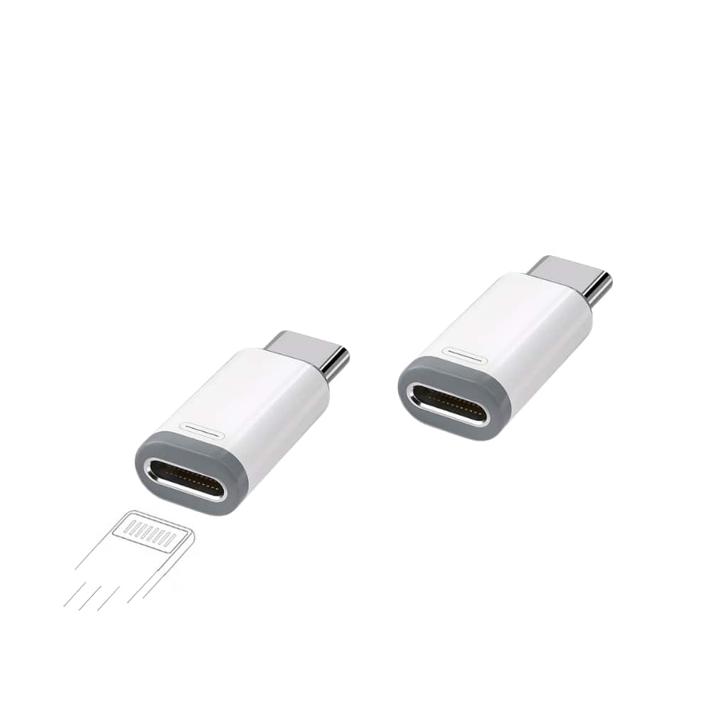 Qixxronics - Lightning to USB-C Adapter, Lightning to Type-C Adapter (2 Pack) - White