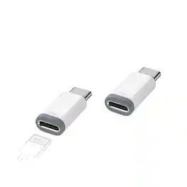 Qixxronics - Lightning to USB-C Adapter, Lightning to Type-C Adapter (2 Pack) - White