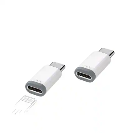 Front. Qixxronics - Lightning to USB-C Adapter, Lightning to Type-C Adapter (2 Pack) - White.