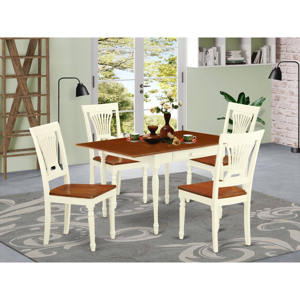 Left. East West Furniture - Dining Room Set Buttermilk & Cherry - Brown.