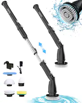 Dexmalle - Dexmalle-Electric Spin Scrubber Cordless Cleaning Brush with 5 Replaceable Heads-BLACK
