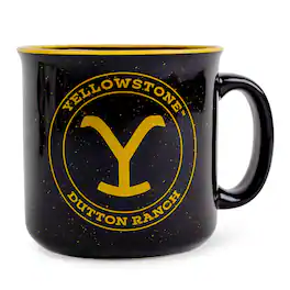 Silver Buffalo - Yellowstone Dutton Ranch Ceramic Camper Mug | Holds 20 Ounces - Black