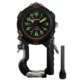 Dakota - Flint Clip-On Tactical Watch – Outdoor Survival Multitool with LED Light, Flint Fire Starter – - Black