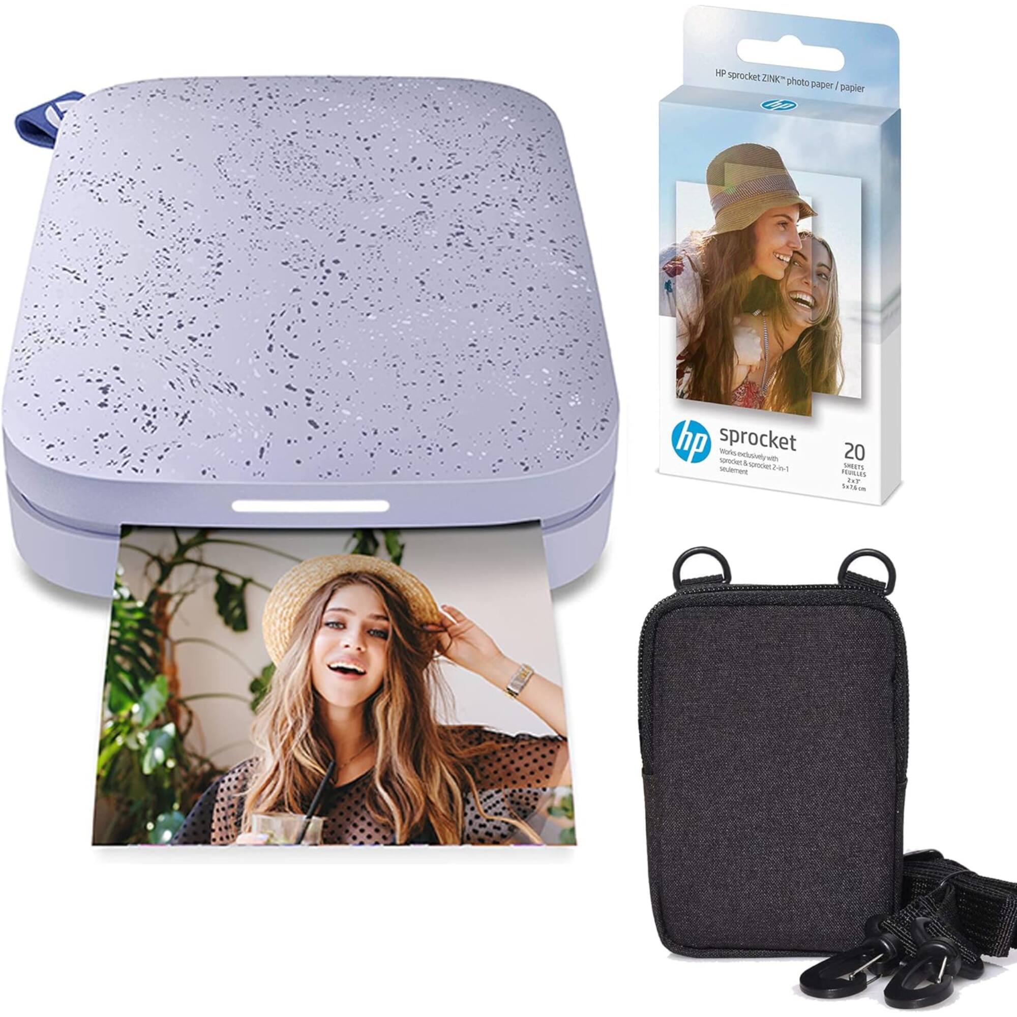HP - Sprocket Portable 2x3" Instant Photo Printer and Zink Photo Paper Bundle - Lilac
