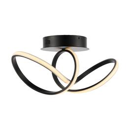 Jonathan Y - Chantelle 19.5" 1-Light Modern Minimalist Aluminum Loop Integrated LED Semi Flush Mount - Black