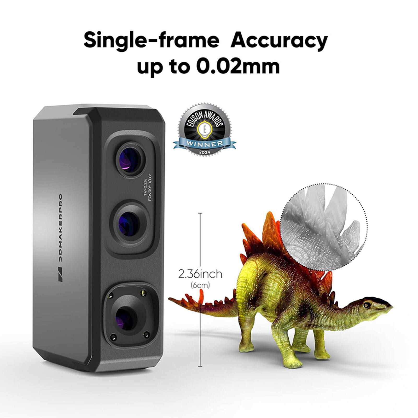 Single-frame Accuracy up to 0.02mm. Edison Awards Winner 2024. Dmakpro 2% HCO-FOVSO 2.36inch (6cm).