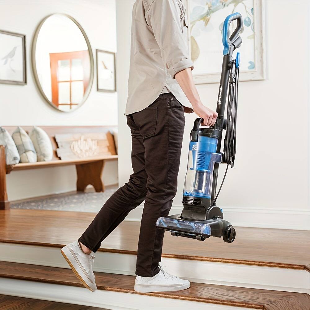 Alt View 2. GlowWise - Bagless Upright Vacuum Cleaner with Large Dust Cup Capacity, Efficient Cyclone Filtration System & 17ft Cord for Carpet. - Blue.
