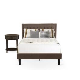 East West Furniture - KD18F-1HI07 2 Piece Full Bedroom Set - Bed Frame Headboard with 1 Wood Nightstand - Black Finish Legs - Brown