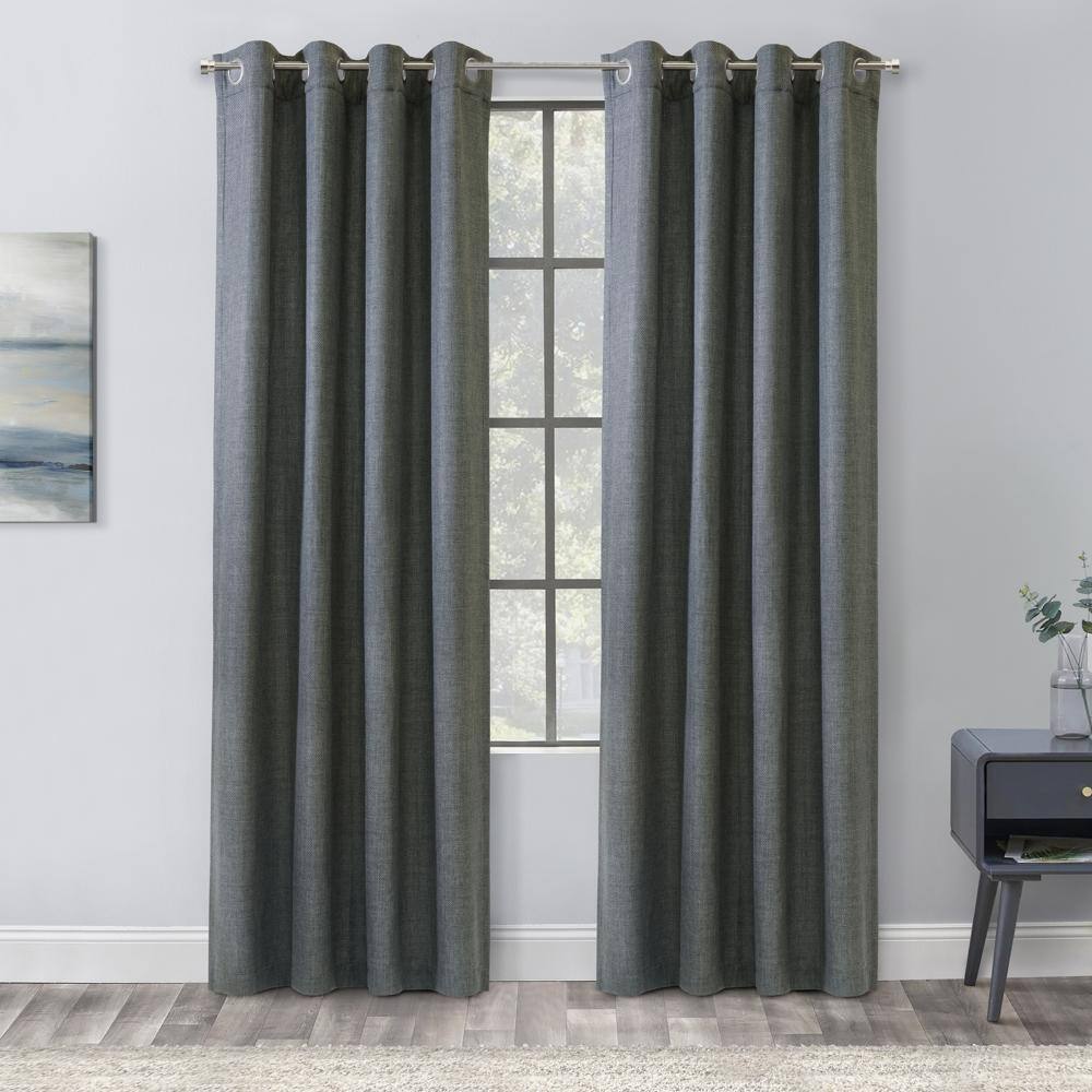Angle. Commonwealth Home Fashions - Habitat Sanders Light Filtering Window Treatment Grommet Curtain Panel for Bedroom Livingroom 52" x 108" Grey - Grey.