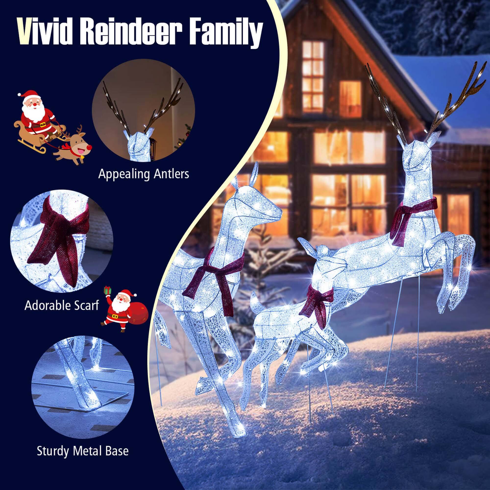 Vivid Reindeer Family

Appealing Antlers

Adorable Scarf

Sturdy Metal Base