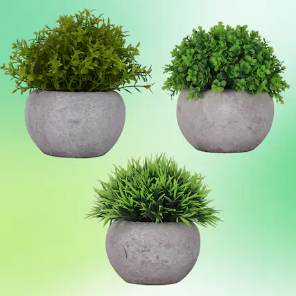 Front. Oumilen - 3PCS Mini Potted Fake Plants, Small Decorative Potted Artificial Plants.